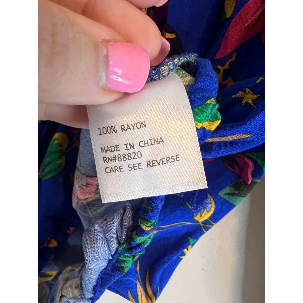 Cynthia Rowley Blue Tropical Floral Off Shoulder Blouson Crop Top Small - Picture 4 of 6